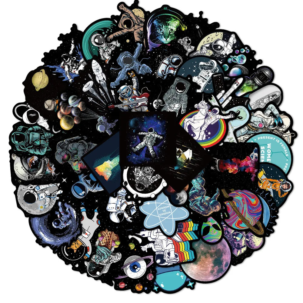 50pcs Vinyl Space Themed Sticker Pack