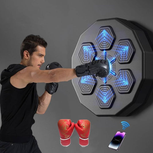 Music Boxing Machine with Boxing Gloves, Wall Mounted Smart Bluetooth Music Boxing Trainer