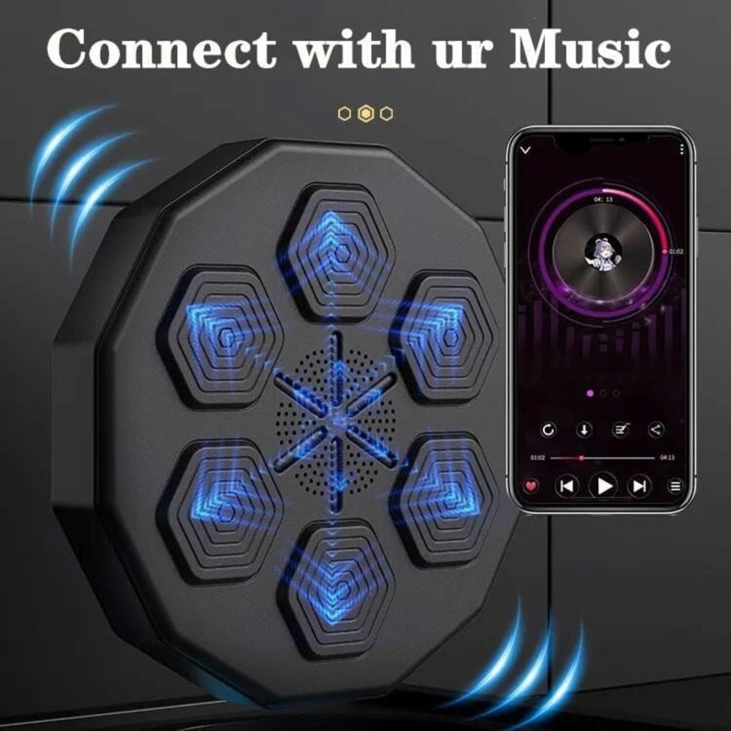 Music Boxing Machine with Boxing Gloves, Wall Mounted Smart Bluetooth Music Boxing Trainer