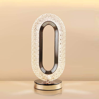 Oval Crystal Table Lamp Touch Control LED Light with 3 Levels Brightness Rechargeable Lamp