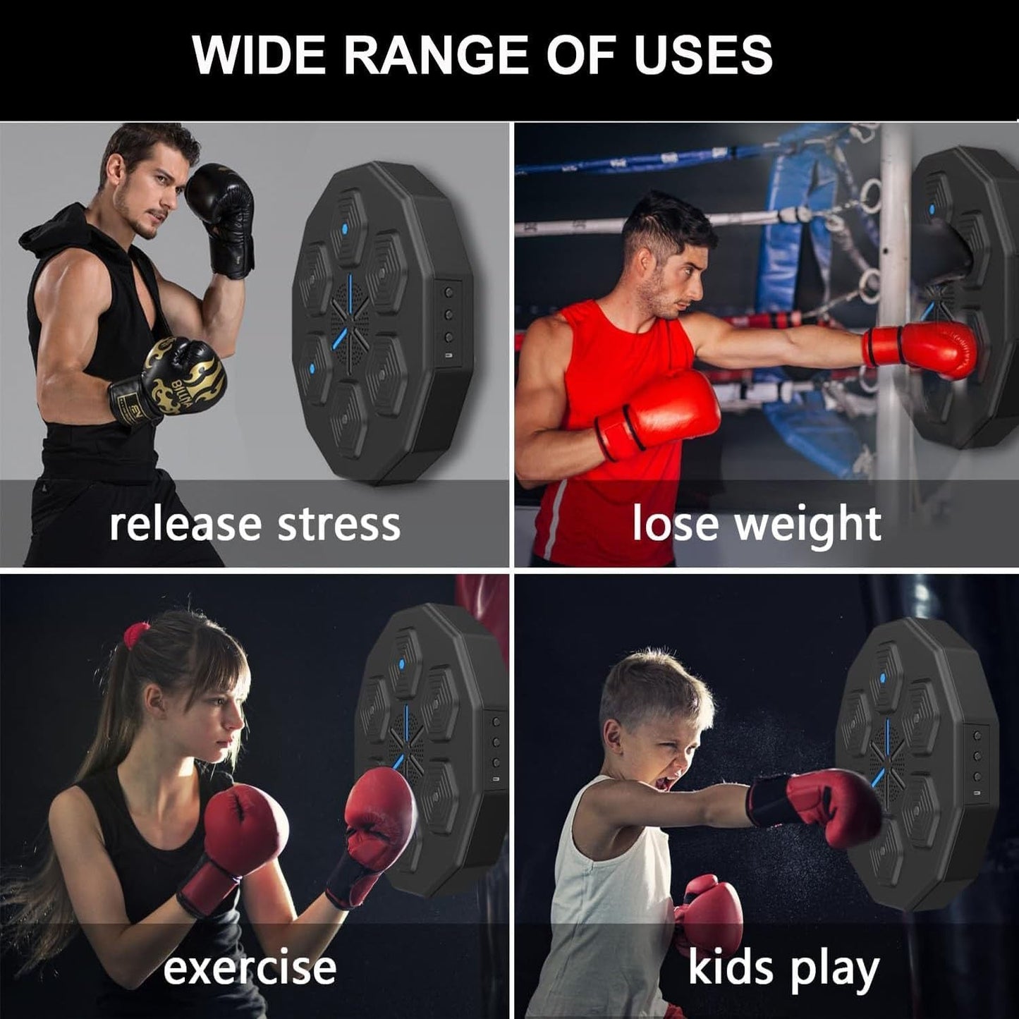 Music Boxing Machine with Boxing Gloves, Wall Mounted Smart Bluetooth Music Boxing Trainer