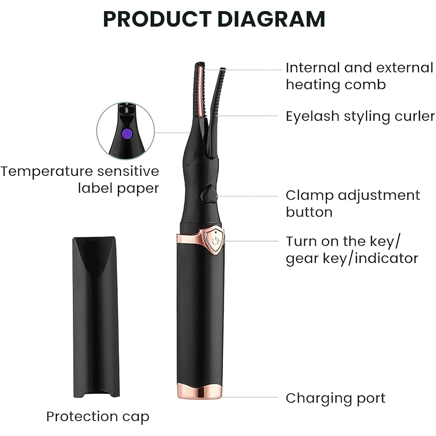 Heated Eyelash Curler, Rechargeable Lash Styler with 2 Heat Settings