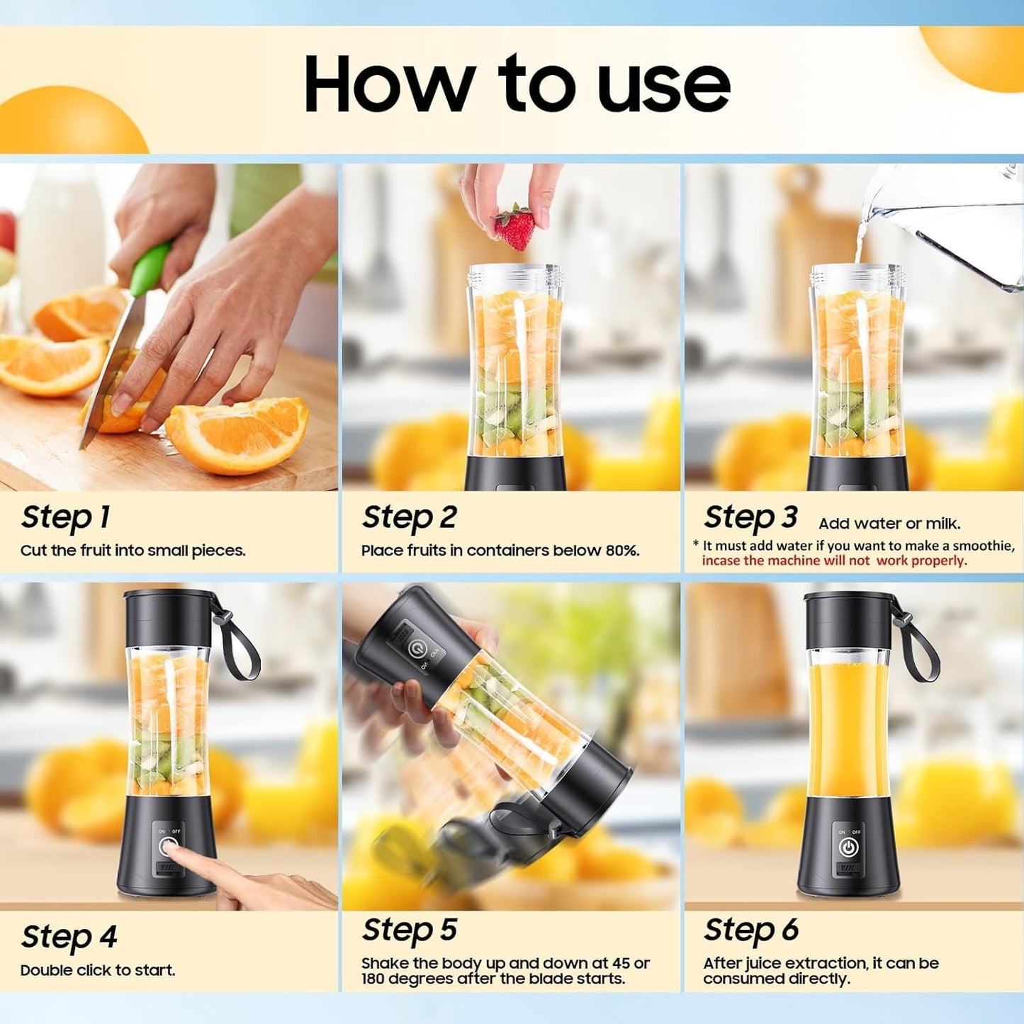 Portable Blender, USB Rechargeable Mini Juicer Blender