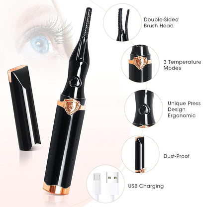 Heated Eyelash Curler, Rechargeable Lash Styler with 2 Heat Settings