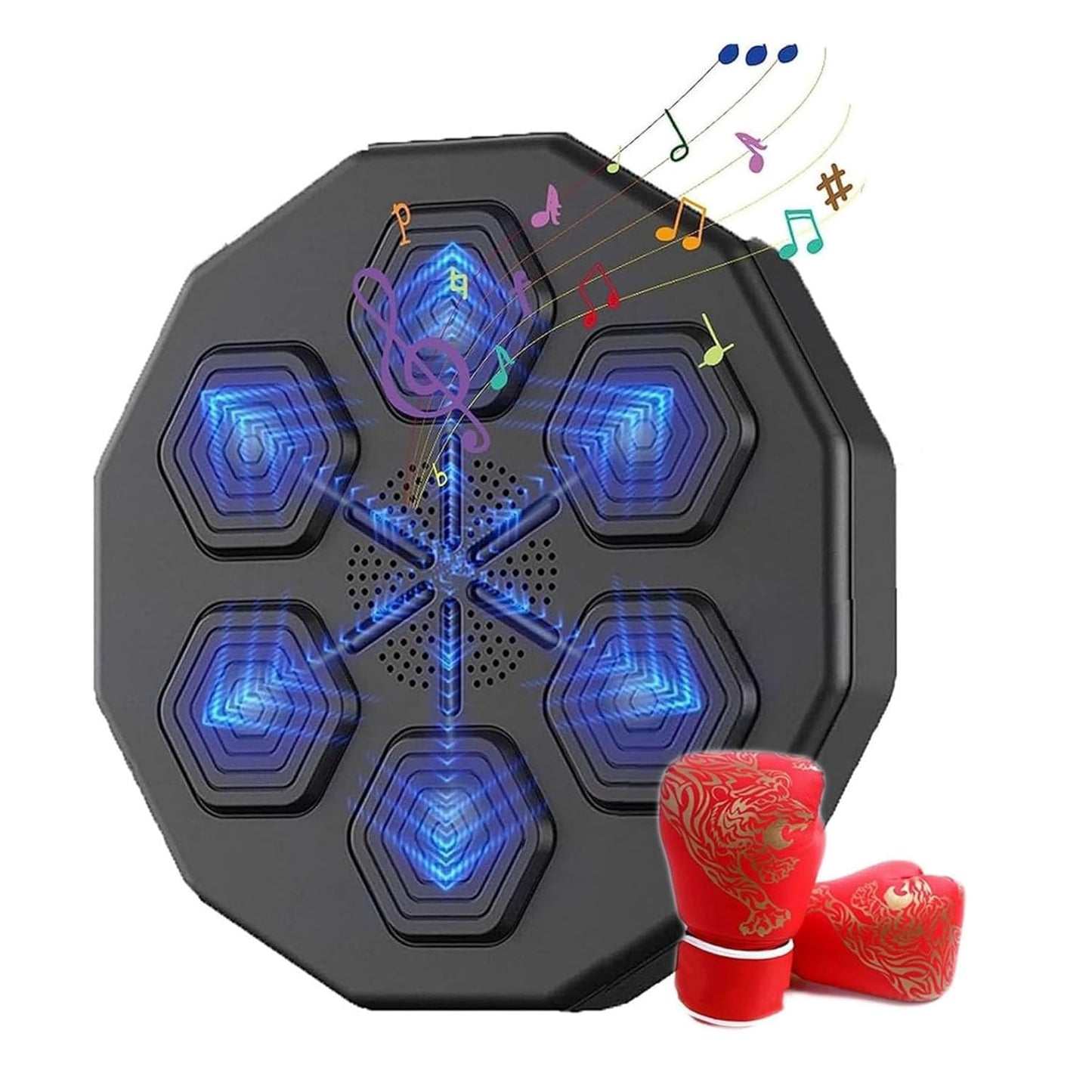 Music Boxing Machine with Boxing Gloves, Wall Mounted Smart Bluetooth Music Boxing Trainer