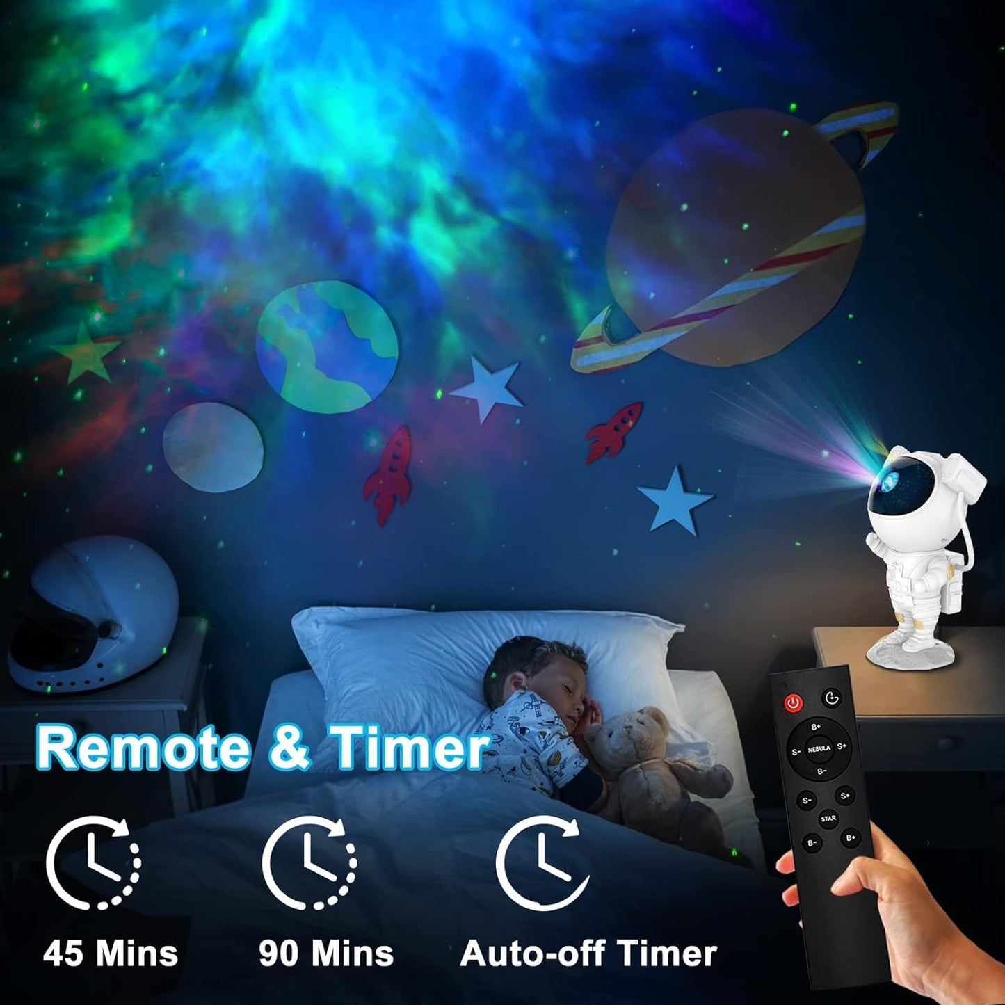 Astronaut Galaxy Projector - 360 Magnetic Head Rotation, Remote Control