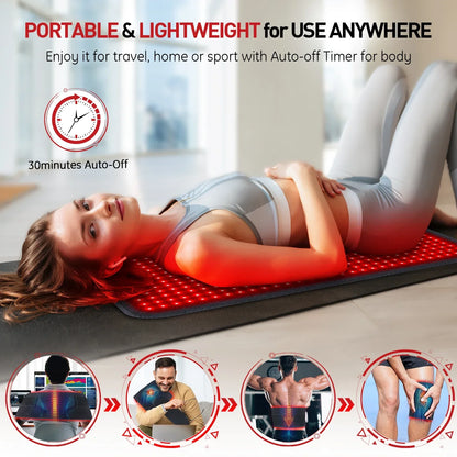 Red Light Therapy Heating Pad - 850nm Infrared Pain Relief Cushion for Back, Shoulder & Muscle Recovery