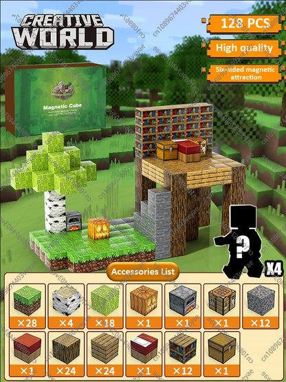 Magnetic Building Blocks - Mine World STEM Construction Set for Kids