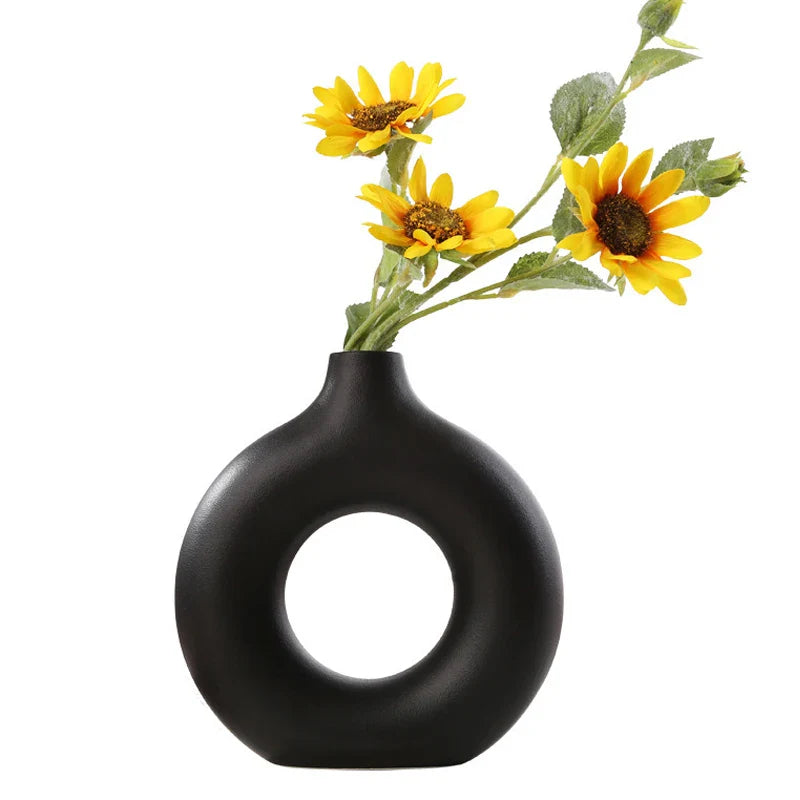 Hollow Ceramic Donuts Vase