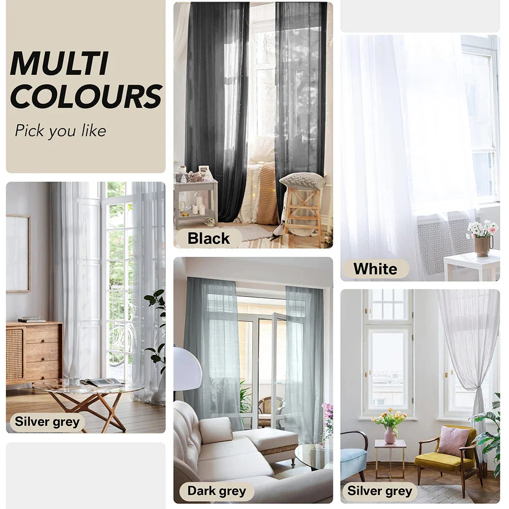 Shading Solid White Sheer Curtains