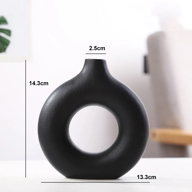 Hollow Ceramic Donuts Vase