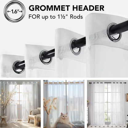 Shading Solid White Sheer Curtains