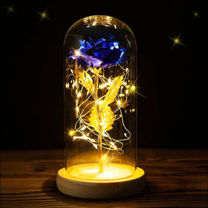 Enchanted Gold Foil Rose LED Night Light - Elegant Valentine's Day Gift with Eternal Bloom Design