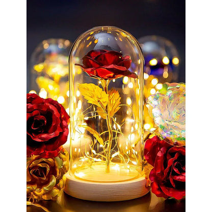 Enchanted Gold Foil Rose LED Night Light - Elegant Valentine's Day Gift with Eternal Bloom Design