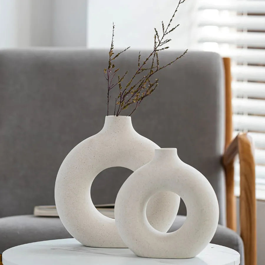Hollow Ceramic Donuts Vase