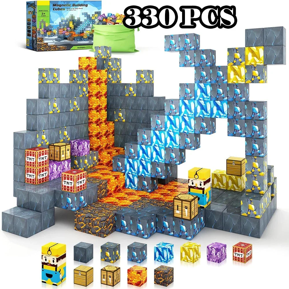 Magnetic Building Blocks - Mine World STEM Construction Set for Kids