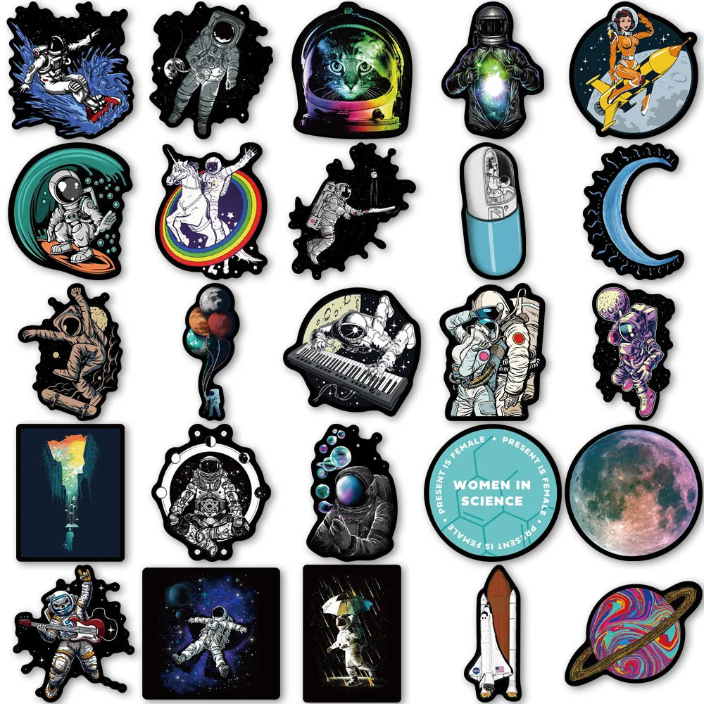 50pcs Vinyl Space Themed Sticker Pack