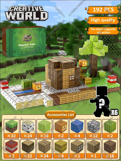 Magnetic Building Blocks - Mine World STEM Construction Set for Kids