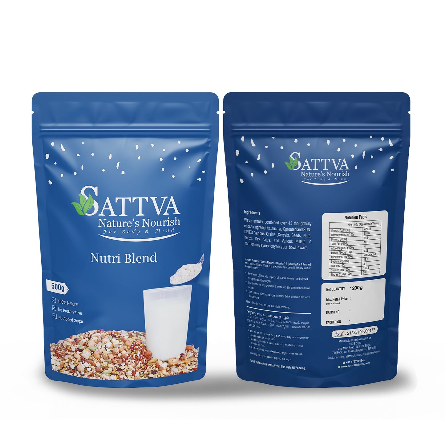 Sattva Sprouted Health Mix, 100% Natural Health Mix 500 Gms(Quality over quantity-Always)