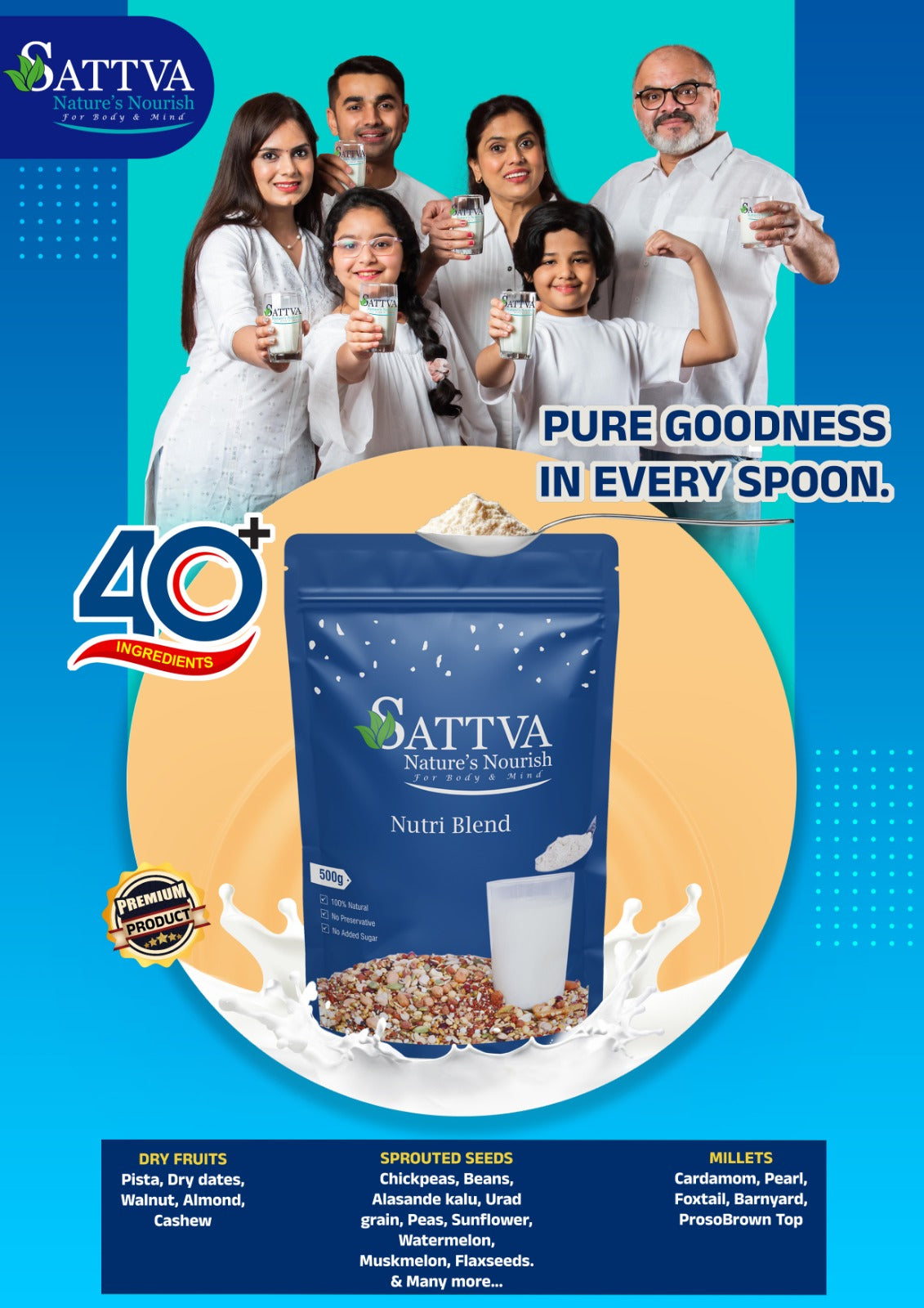 Sattva Sprouted Health Mix, 100% Natural Health Mix 500 Gms(Quality over quantity-Always)