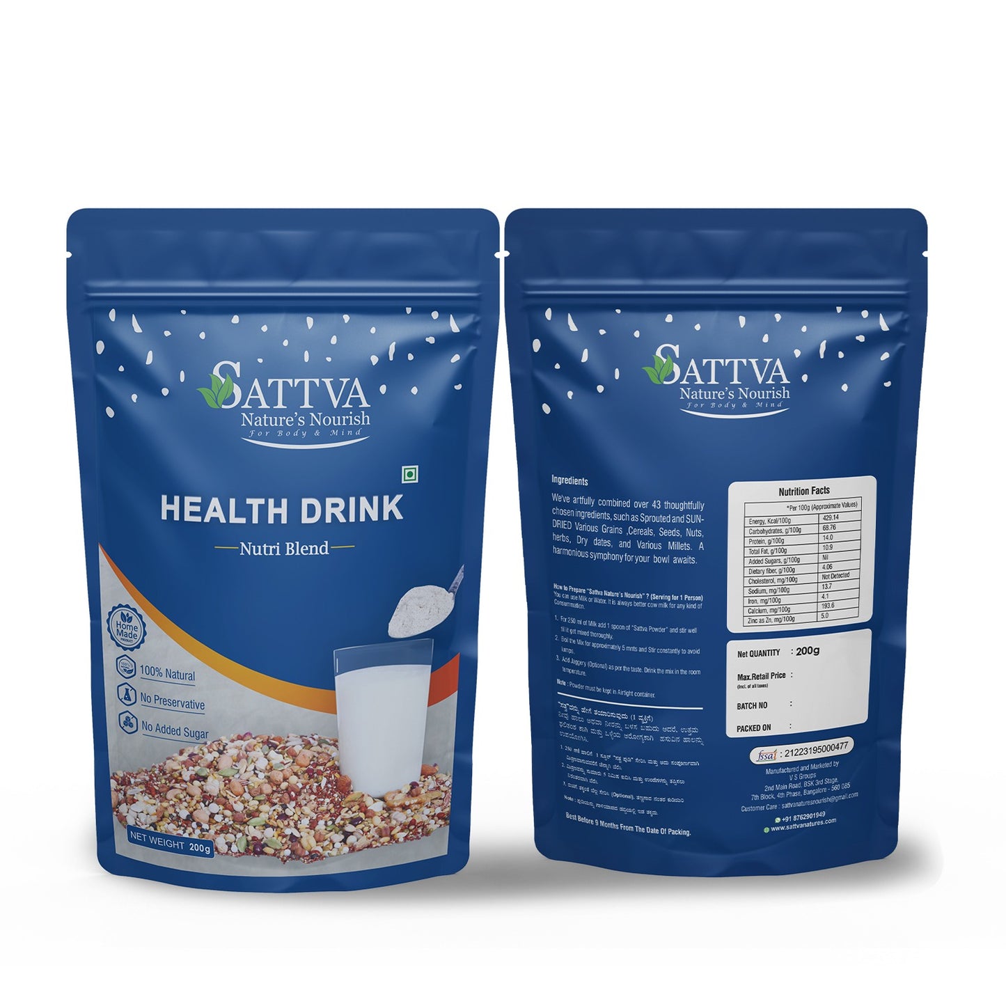 Sattva Sprouted Health Mix, 100% Natural Health Mix 200 Gms(Quality over quantity-Always)