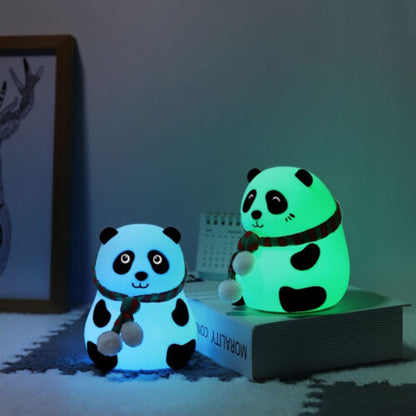 Nio Color Changing Panda Night Light for Kids, Rechargeable Silicone LED Lamp With 7-Colors