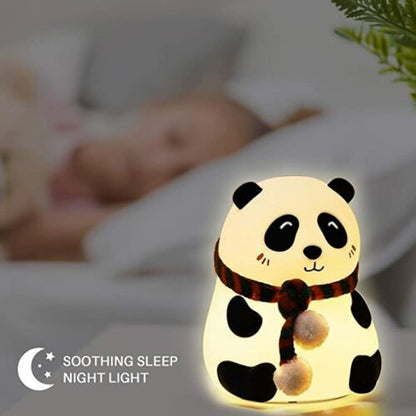 Nio Color Changing Panda Night Light for Kids, Rechargeable Silicone LED Lamp With 7-Colors